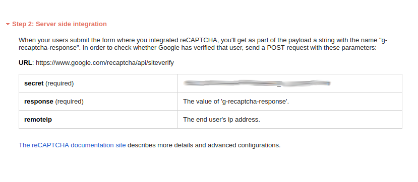 reCaptcha server integration